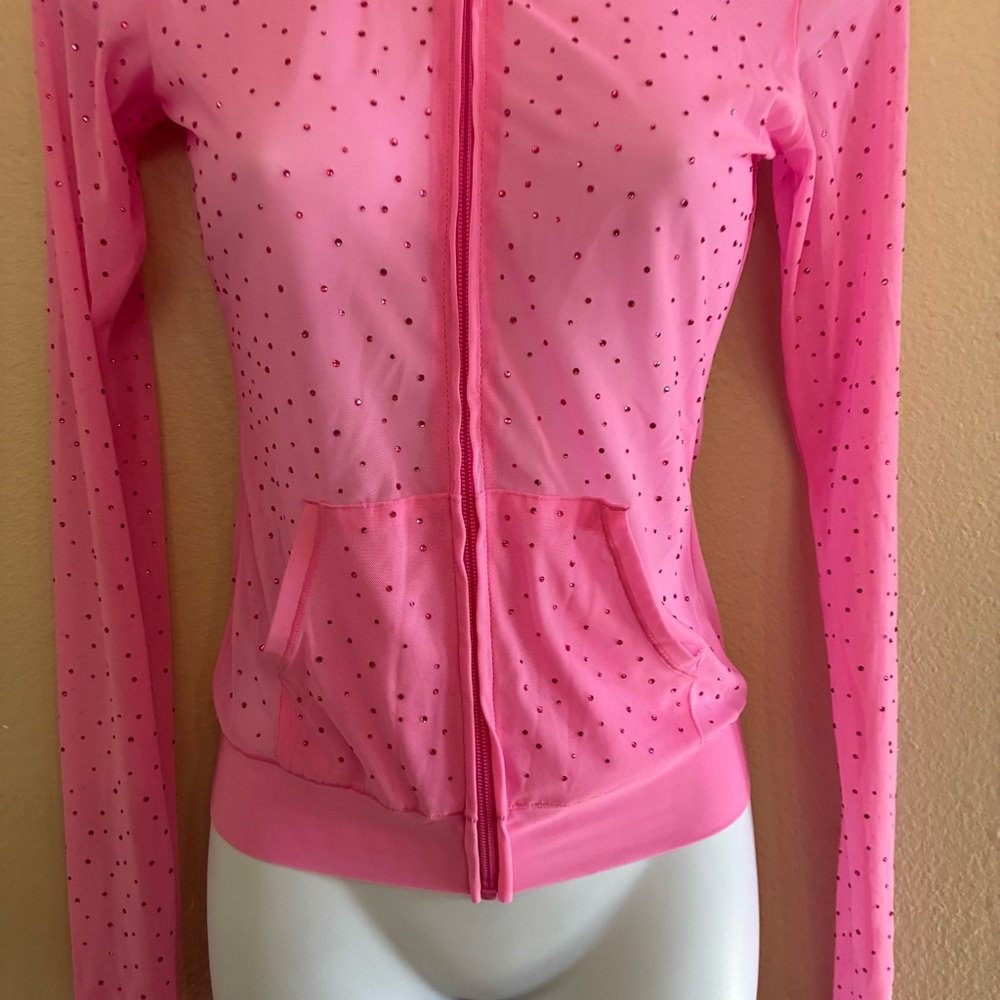 SKIMS Mesh Rhinestone Taffy Swim Cover Up Zip Up hoodie - Picture 7 of 16